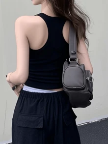 美式迷彩印花吊带背心，夏季女款 - 黑色 - 查看 6