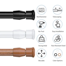 2 Peças Barra de Cortina de Tensão de Mola Curta, 2 Peças Barra de Cortina de Tensão de Mola Pequena, Barra de Tensão Fina Sem Necessidade de Perfuração para Janela, Armário, Closet, Haste Telescópica Multifuncional Suporte de Cortina de Chuveiro (Capacidade de Carga Até 2kg)