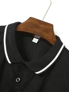 GRDR Men's Casual Solid Color Short Sleeve POLO Shirt, Summer - Black - View 5