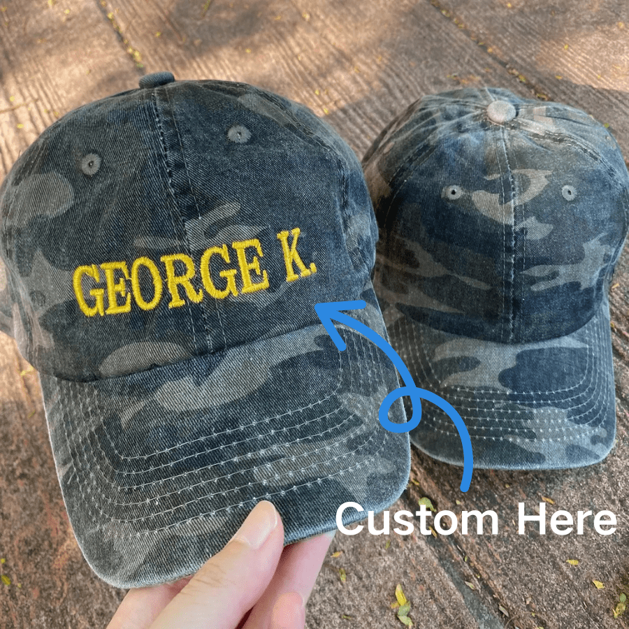 1 Piece American Street Style Customized Camo Baseball Cap, Unisex, UV Protection, Washed, Personalized Text/Name Embroidery, Adjustable Sun Hat, Suitable For Outdoor, Street, Travel, Camping, Vacation, Graduation, Wedding, Autumn, Gift For Dad, Boyfriend, Groomsman, Family, Coworker, Kids