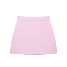 DEEKA Spring/Summer New Fashion Women Casual Simple Versatile Short Sleeve Knit Top And Mini Skirt Set - Pink - View 5