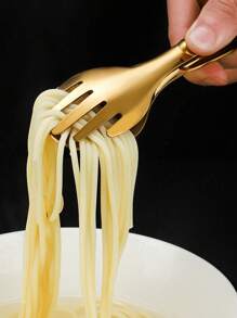 Stainless Steel Gold Salad Tongs, Non-Slip & Easy Grip Smart Locking Clip Handy Utensil For Cooking, Serving, Barbecue, Buffet, Salad, Ice, Oven
