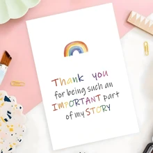 1pc Versatile Rainbow Designed Thank You Card For Any Occasion - Perfect For Teachers, Best Friends, Mentors & More Customer Favorite Heartfelt "Thank You For Being Part Of My Story" Card Ideal For Mentors On Anniversaries, Valentine's Day, Thanksgiving School Supplies, Back To School