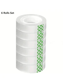 6 Rolls Stationery Tape, White Transparent Tape, Glass Paper Tape, DIY Packaging Tools, Transparent Refill Tape, Suitable For Office, School, Home, Back To School Season (Width 0.8cm, Length 13m/Roll)
