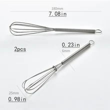 Mini Stainless Steel Whisk, Egg Beater, Small Mixer, 20cm With Wooden Handle For Stirring, Beating, Blending Ingredients, Mixing Sauces