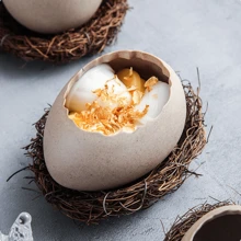 1PC Steamed Egg Pot Steamed Egg Stew Pot, Small Bowl Of Ceramic Creative Dessert Tableware, Egg Shell-Shaped Steamed Egg Bowl, Dessert Bowl, Egg-Shaped Ceramic Bowl Yogurt Bowl, Creative Specialty Restaurant Tableware,School Supplies
