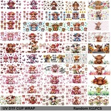 11 Pieces/Set Random Animal Designs UV DTF Cup Wrap Waterproof 3D Transfer Sticker Pack For Mugs Bottles 16oz Glass Cup DIY - 11pcs Random Designs - View 9