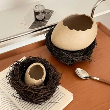 1PC Steamed Egg Pot Steamed Egg Stew Pot, Small Bowl Of Ceramic Creative Dessert Tableware, Egg Shell-Shaped Steamed Egg Bowl, Dessert Bowl, Egg-Shaped Ceramic Bowl Yogurt Bowl, Creative Specialty Restaurant Tableware,School Supplies