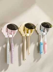 1-Piece Toothbrush Holder Wall-Mounted Punch-Free Bathroom Storage Rack, Cartoon Toothbrush Holder Electric Toothbrush Holder, Family Couple Bathroom Decoration Fall Decor Toothbrush Holder, Moisture-Proof, Waterproof, Mildew-Proof, Dust-Proof, Suitable For Bathroom, Hotel, Holiday Gifts,Styles Shipped Randomly