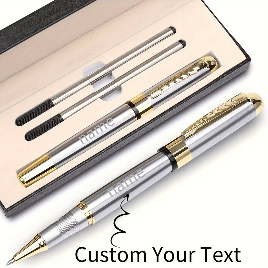 High-End Ballpoint Pen (1-Piece Pack), Free Laser Engraving Customization, Black Ink, Perfect Office Gift Set, Exquisite Ballpoint Pen, High-End Gift Box Packaging, Birthday Gift, Christmas Gift, Father's Day Gift. - Multicolor - View 1