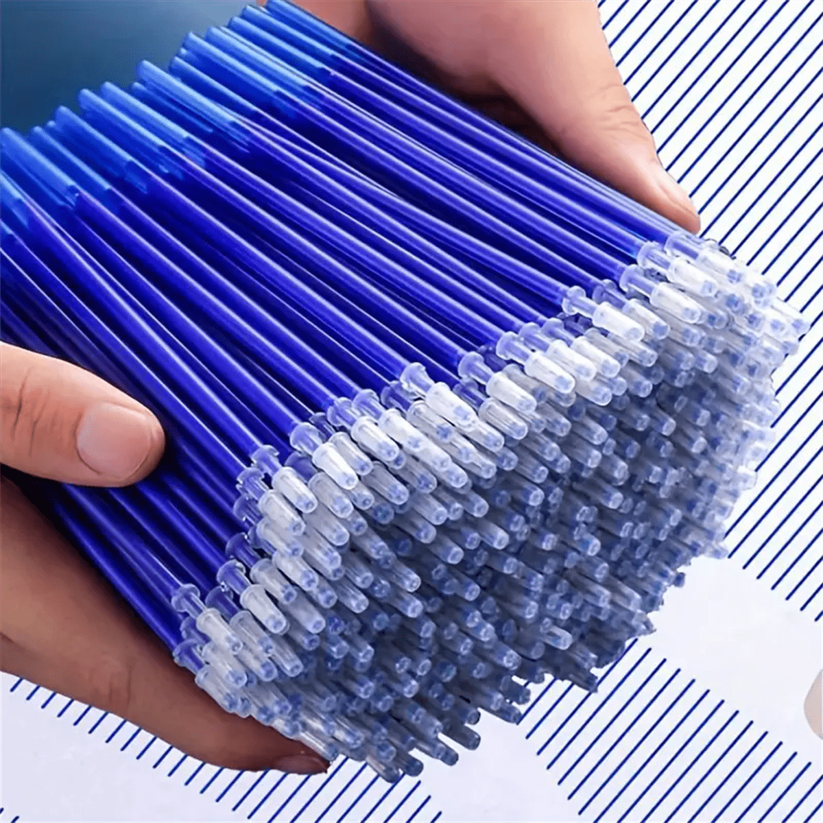 100 refis de caneta gel apagável de 0,5 mm - tinta azul/preta de grande capacidade, apagável, ideal para escrita escolar!