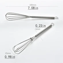 Mini Stainless Steel Whisk, Egg Beater, Small Mixer, 20cm With Wooden Handle For Stirring, Beating, Blending Ingredients, Mixing Sauces