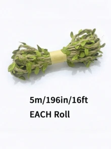10M/5M Green Leaf Vine Ribbon Simulated Green Plants, Burlap Leaf Ribbon, Artificial Green Leaf Woven Vine Decoration, Suitable For Jungle Adventure Party, Home Decoration, Birthday, Wedding, Garden Decoration, Home Decoration, Hallway Decoration, Staircase Decoration - Green - View 3