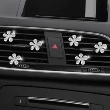 6 Peças Clipe de Saída de Ar do Carro com Formato de Flor de 5 Pétalas, Acessórios Automotivos, Adequado para Homens e Mulheres, Decoração de Saída de Ar do Carro