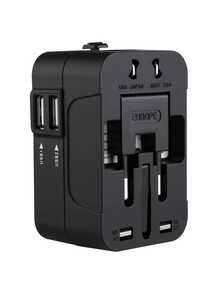 All-In-One Universal Travel Adapter With Dual USB Ports, 110V-240V Input, EU/US/UK/AU Plugs, Surge Protection, For 150+ Countries, Essential For Business Trips And Vacation