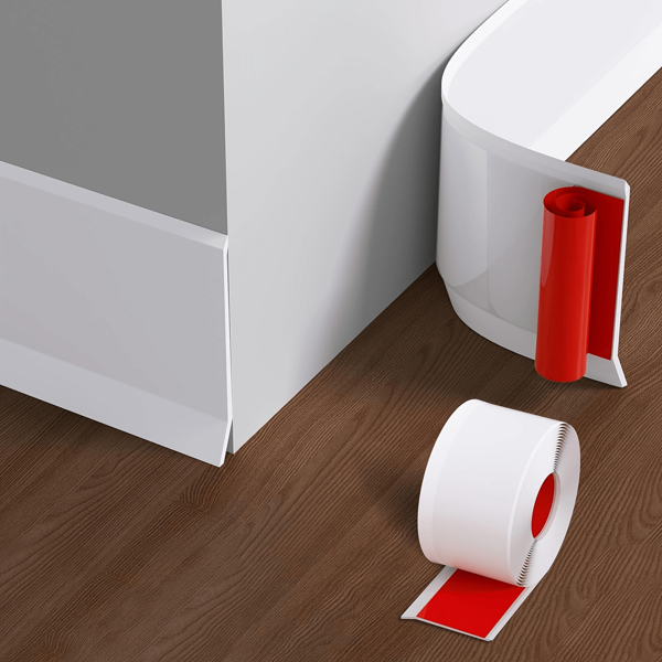 1 stuk zelfklevende PVC-plint van 39,37 inch/118,11 inch, 3,14 inch breed, flexibele, waterdichte, gegoten decoratieve hoeklijst voor woningrenovatie