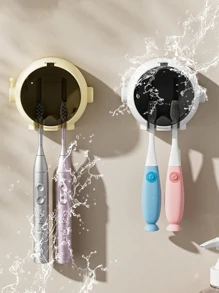 1-Piece Toothbrush Holder Wall-Mounted Punch-Free Bathroom Storage Rack, Cartoon Toothbrush Holder Electric Toothbrush Holder, Family Couple Bathroom Decoration Fall Decor Toothbrush Holder, Moisture-Proof, Waterproof, Mildew-Proof, Dust-Proof, Suitable For Bathroom, Hotel, Holiday Gifts,Styles Shipped Randomly