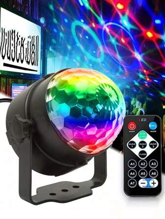 RGB Disco Ball Lamp - USB-driven med fjärrkontroll Projektorlampa, Lämplig för hemmabruk, fester, bröllop, Karaoke-dekoration Ambient Lighting