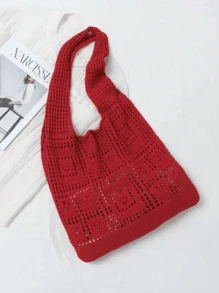 Minimalist Crochet Bag Hollow Out Design Vacation,School Bag,Large Capacity,Portable,For Teen Girls Women College Students,White-Collar Workers,Perfect For Work,Back To School,Middle School,High School,College,VacationSchool Bag