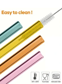 10pcs Reusable Colored Glass Straws With 2 Cleaning Brushes, 20cm(8inch) Colored Glass Straws Suitable For Restaurants, Picnics, Camping, Sports, Milkshakes, Iced Tea, Juice,School Supplies