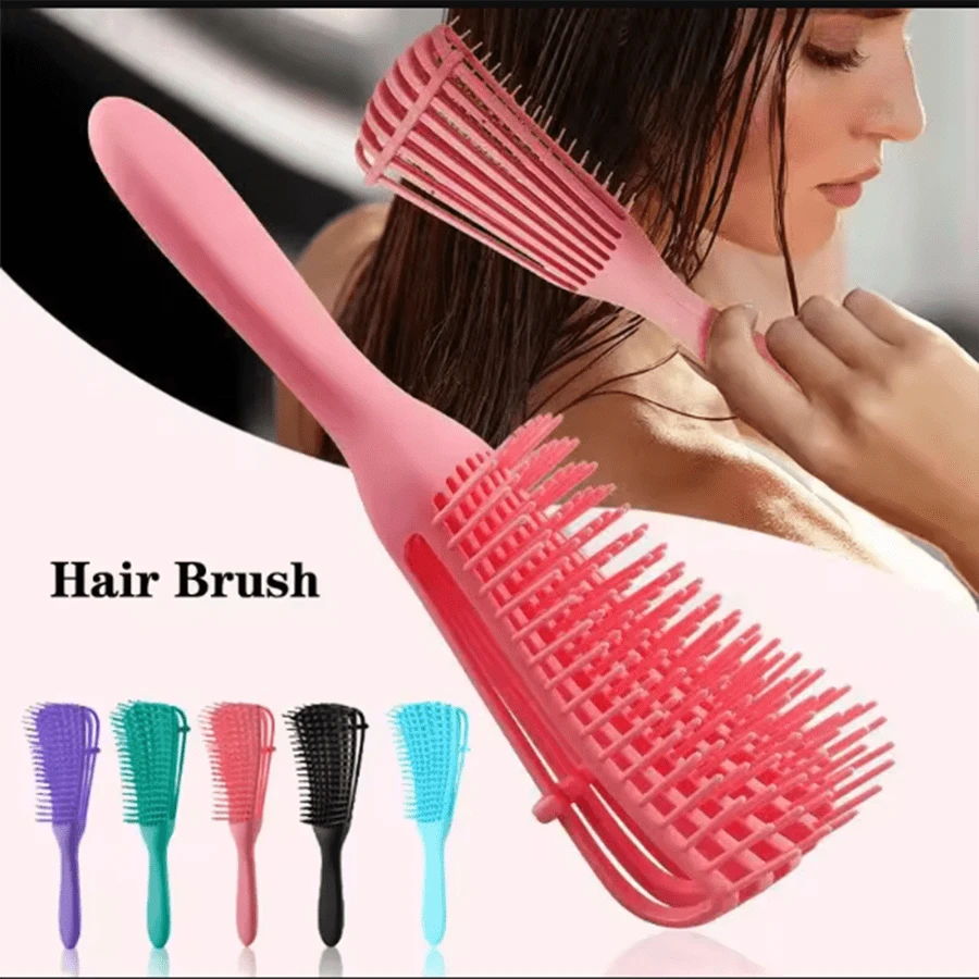 1 件头皮去角质按摩梳，专为天然头发和假发设计，沙龙女性护发工具