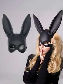 1 件性感兔女郎角色扮演兔耳面具，卡通塑料半脸兔子面具，适合万圣节化妆舞会