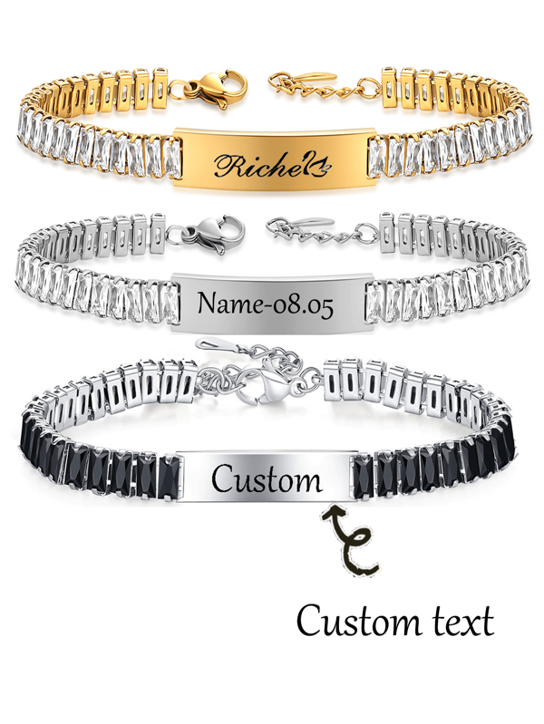 Name Customized Bracelet [Personalized Male Female Bracelet] Personalized Stainless Steel Bracelet, Male And Female Name Engraved Chain Bracelet Pendant Stainless Steel Hand Jewelry Gift,Valentines,Mom,Mother,Mother's Day,Gift