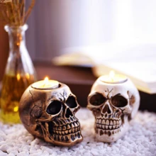 1pc骷髅烛台摆件氛围装饰剧本杀道具万圣节家居树脂工艺品摆件烛台