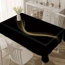 1/20pcs Gold Striped Minimalist Style Black Tablecloth, Rectangular And Durable, Easy To Clean, Suitable For Picnic Or Holiday Party Decoration, Restaurant Decoration, Kitchen Decoration, Birthday Parties, Home Decoration ﻿ - Multicolor - View 11