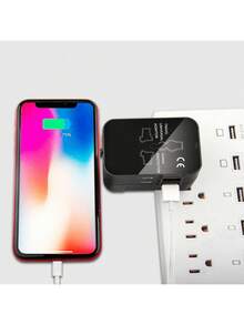 一体式通用旅行适配器，带双 USB 端口，110V-240V 输入，欧盟/美国/英国/澳大利亚插头，防浪涌保护，适用于 150 多个国家/地区，是商务旅行和度假的必备品