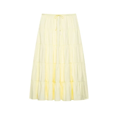 DEEKA Summer New Casual Fashion Simple Versatile Bowknot Patchwork Mid-Waist Skirt