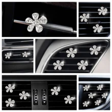 6 Peças Clipe de Saída de Ar do Carro com Formato de Flor de 5 Pétalas, Acessórios Automotivos, Adequado para Homens e Mulheres, Decoração de Saída de Ar do Carro