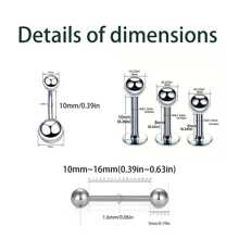 24 Pcs/Set Straight Barbell Body Piercing Jewelry 10-16mm Tongue Ring Straight Barbell, Tragus Spiral Ball Lip Pin Earrings Men Women Body Piercing Jewelry 6/8/10 Mm, Earrings Lip Pin Body Piercing Jewelry Women Lip Ring, 8 Mm Long Belly Ring, Round Umbilicus Ring Universal, Earrings Piercing Jewelry