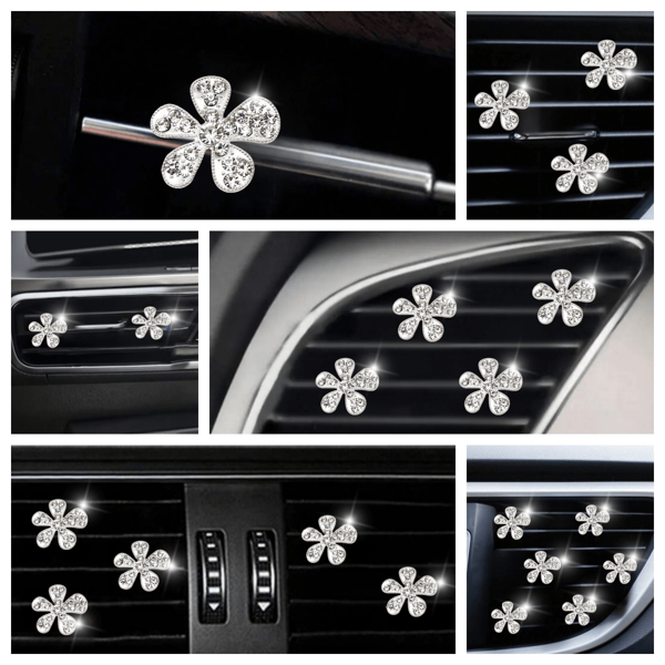 6 Peças Clipe de Saída de Ar do Carro com Formato de Flor de 5 Pétalas, Acessórios Automotivos, Adequado para Homens e Mulheres, Decoração de Saída de Ar do Carro