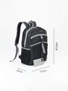 43*33*3CM 大容量轻便420D/PVC涤纶牛津布背包，户外休闲 - 黑色 - 查看 4