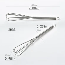 Mini Stainless Steel Whisk, Egg Beater, Small Mixer, 20cm With Wooden Handle For Stirring, Beating, Blending Ingredients, Mixing Sauces