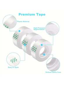6 Rolls Stationery Tape, White Transparent Tape, Glass Paper Tape, DIY Packaging Tools, Transparent Refill Tape, Suitable For Office, School, Home, Back To School Season (Width 0.8cm, Length 13m/Roll)