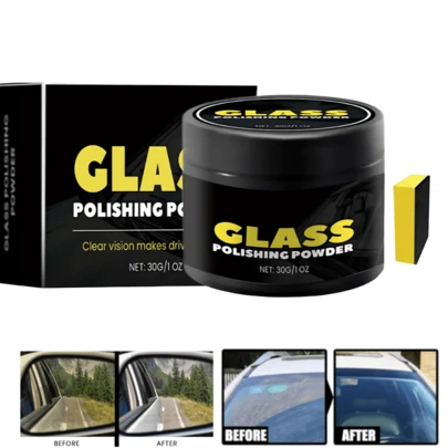 Pulidor de Vidrio Carro Hogar, Polvo pulidor de vidrio para auto y espejo, ¡Vidrios como nuevos! Polvo pulidor para autos, espejos y cristales – Elimina residuos y mejora la visibilidad