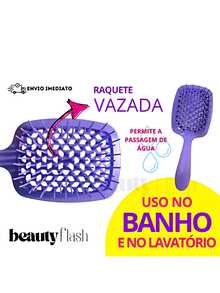 Kit 05 Escova Raquete Flex Escova Mágica e Polvo Massageador de Silicone Touca de Cetim Beauty Flash(PRETO) - Rosa Bebê - Visão 4