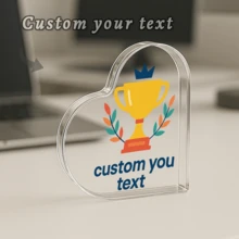 1 pieza Trofeo de acrílico con forma de corazón personalizado - Trofeo transparente personalizado, diseño de trofeo colorido - Agrega tu nombre o título - Ideal para reconocimiento de equipo, competencias, hitos laborales o regalos de motivación, celebra los logros de una manera elegante. - Multicolor - Ver 3