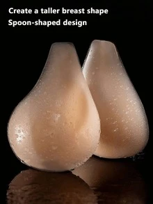 1 Pair Of "Lifting Spoon Style" Silicone Nipple Covers, Lifting & Supporting Design Silicone Breast Lift Pads - Women's Silicone Adhesive Bra Inserts, Suitable For Beachwear, Daily Wear, Evening Gowns, Wedding Dresses, And Other Women's Lingerie Accessories.A-E CUP