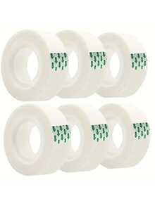 6 Rolls Stationery Tape, White Transparent Tape, Glass Paper Tape, DIY Packaging Tools, Transparent Refill Tape, Suitable For Office, School, Home, Back To School Season (Width 0.8cm, Length 13m/Roll)
