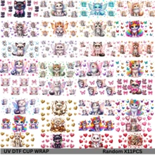 11 Pieces/Set Random Animal Designs UV DTF Cup Wrap Waterproof 3D Transfer Sticker Pack For Mugs Bottles 16oz Glass Cup DIY - 11pcs Random Designs - View 10