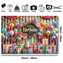 1 Stück bunte Ballon Geschenk Geburtstag Hintergrund Stoff Banner, geeignet für Geburtstagsfest Dekoration, Garten Dekoration, Wand Dekoration, Heim Dekoration, Innen- und Außenbereich Dekoration