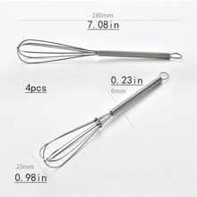 Mini Stainless Steel Whisk, Egg Beater, Small Mixer, 20cm With Wooden Handle For Stirring, Beating, Blending Ingredients, Mixing Sauces