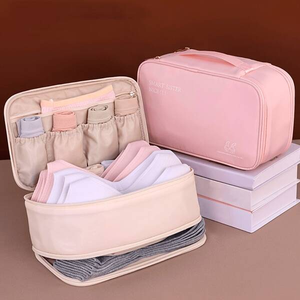 1 Stück Doppelschicht BH Aufbewahrungstasche - Strapazierfähiger Nylon Reise Organizer Beutel, Mehrfach-Fach-Design geeignet für BHs, Unterwäsche, Socken - tragbar und handwaschbar, Kleidungsaufbewahrung