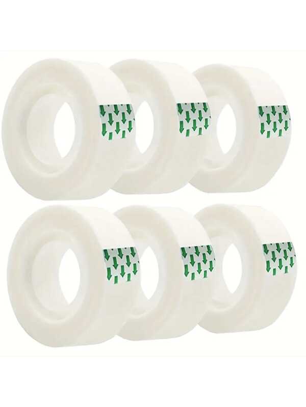 6 rollos de cinta de papelería, cinta transparente blanca, cinta de celofán, herramientas de empaque DIY, cinta de repuesto transparente para oficina, escuela y hogar (Ancho 0.8cm, Longitud 13m/1 rollo)