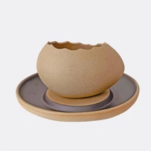 1PC Steamed Egg Pot Steamed Egg Stew Pot, Small Bowl Of Ceramic Creative Dessert Tableware, Egg Shell-Shaped Steamed Egg Bowl, Dessert Bowl, Egg-Shaped Ceramic Bowl Yogurt Bowl, Creative Specialty Restaurant Tableware,School Supplies