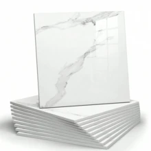 10 قطعة ملصقات لاصقة بمساحة 0.9 متر مربع تقليد بلاط سيراميك رخامي، ديكور وتجديد حوائط المطبخ والحمام، ورق جدران ديكور المنزل، خلفية جدار DIY، ألواح ألمنيوم بلاستيك لتغطية العيوب، ملصقات جدران لاصقة ذاتيًا، ديكور جدران الأثاث والمطبخ والغرف والمعيشة - أبيض - مشاهدة 2