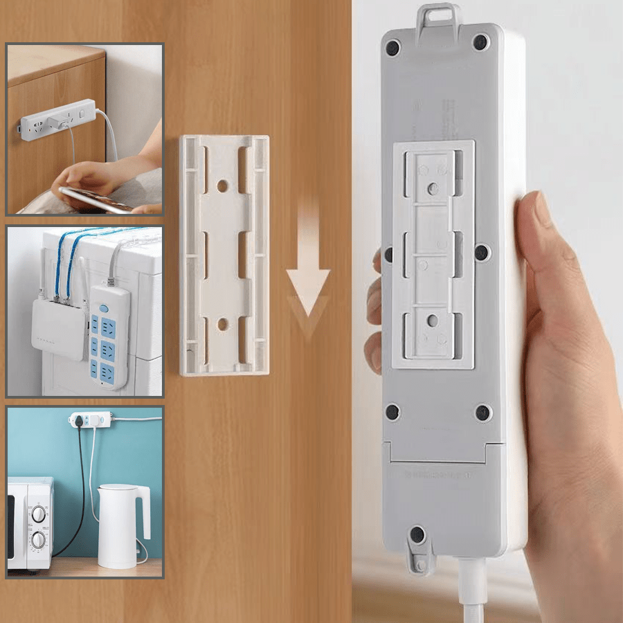Suport de priză pentru perete fără perforare, suport fix pentru router din plastic, montat pe perete, organizator de cabluri pentru amplasarea fără găurire a cablurilor de date și a prizelor